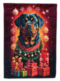 Rottweiler Holiday Christmas House Flag 28x40 Porch Sleeve Pole Decorative Outside Yard Banner Artwork Wall Hanging, Polyester