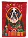 Saint Bernard Holiday Christmas House Flag 28x40 Porch Sleeve Pole Decorative Outside Yard Banner Artwork Wall Hanging, Polyester