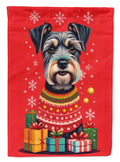 Schnauzer Holiday Christmas House Flag 28x40 Porch Sleeve Pole Decorative Outside Yard Banner Artwork Wall Hanging, Polyester