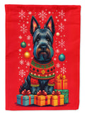 Scottish Terrier Holiday Christmas House Flag 28x40 Porch Sleeve Pole Decorative Outside Yard Banner Artwork Wall Hanging, Polyester