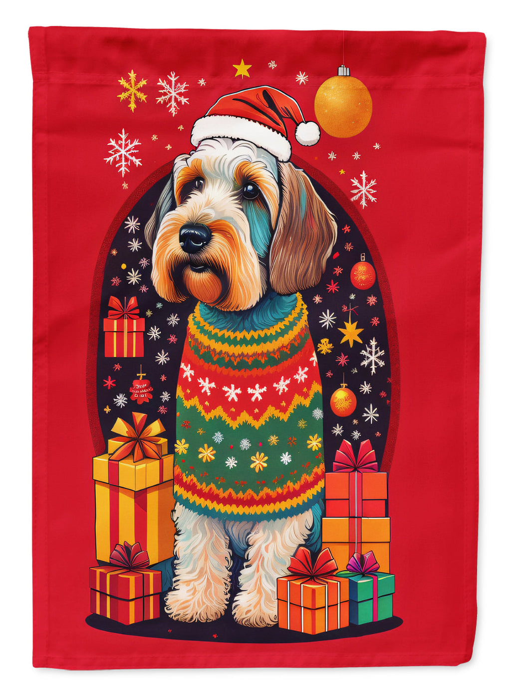 Sealyham Terrier Holiday Christmas House Flag 28x40 Porch Sleeve Pole Decorative Outside Yard Banner Artwork Wall Hanging, Polyester
