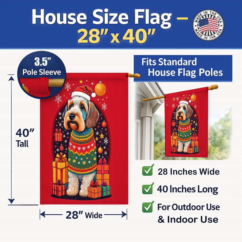 Sealyham Terrier Holiday Christmas House Flag 28x40 Porch Sleeve Pole Decorative Outside Yard Banner Artwork Wall Hanging, Polyester