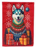 Siberian Husky Holiday Christmas House Flag 28x40 Porch Sleeve Pole Decorative Outside Yard Banner Artwork Wall Hanging, Polyester