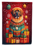 Tibetan Mastiff Holiday Christmas House Flag 28x40 Porch Sleeve Pole Decorative Outside Yard Banner Artwork Wall Hanging, Polyester