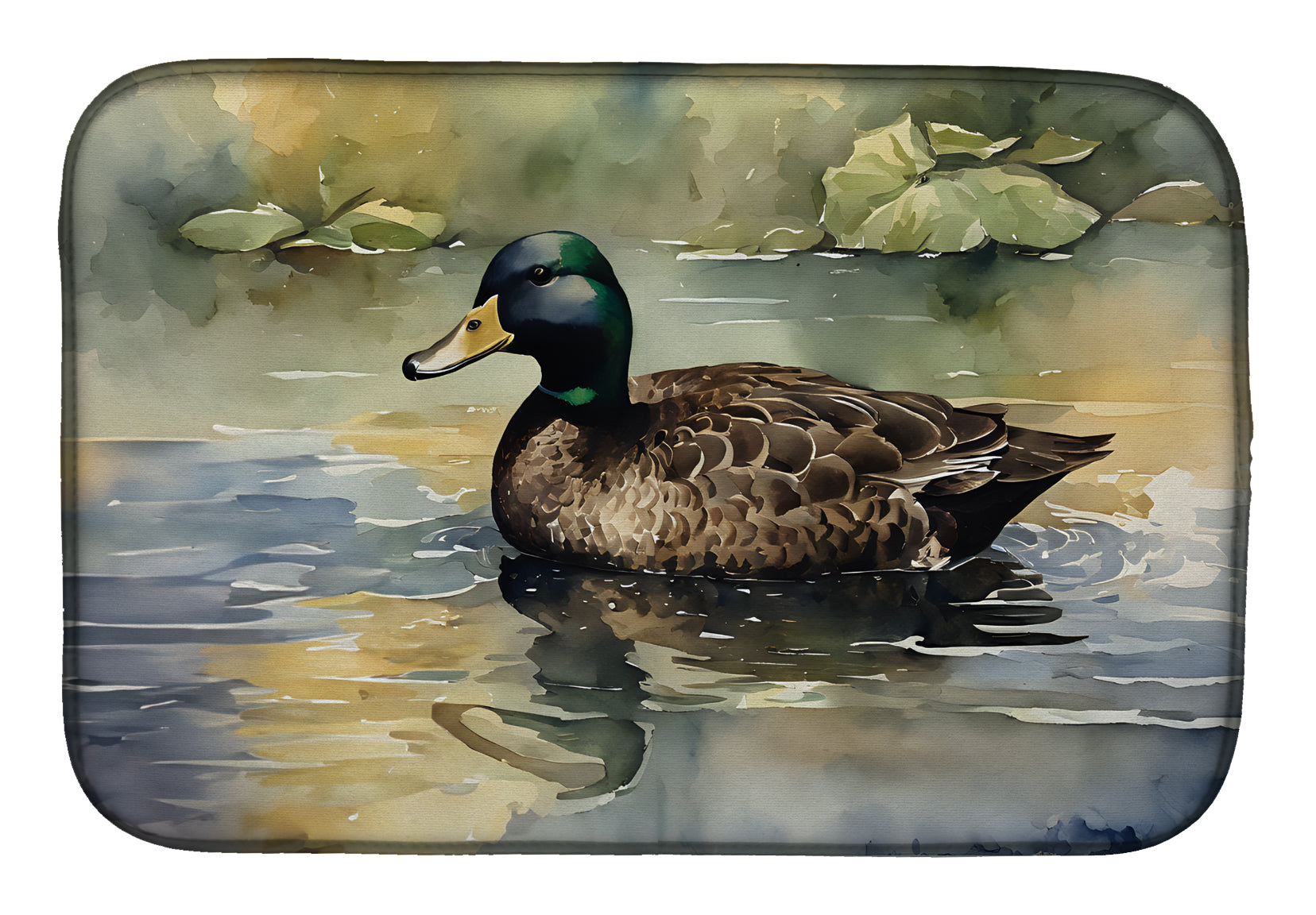 Mallard Duck Swimming Lake Dish Drying Mat Absorbent Dish Drying Mat Pad for Kitchen Counter Dish Drainer Mat for Countertop, 14 x 21", Multicolor