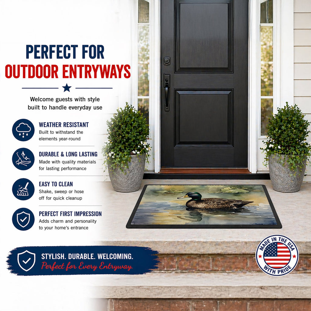 Mallard Duck Swimming Lake Doormat Indoor Outdoor 24H X 36W Front Door Mat Rugs for Entryway, Non Slip Washable Low Pile,