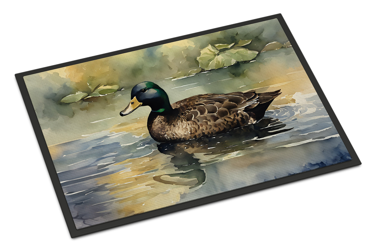 Mallard Duck Swimming Lake Doormat Indoor Outdoor 18H X 27W Front Door Mat Rugs for Entryway, Non Slip Washable