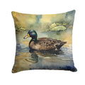 Mallard Duck Swimming Lake Decorative Throw Pillow 18x18 Indoor Outdoor Accent Cushion, Fabric Cover with Insert for Sofa, Bed, Porch & Living Room