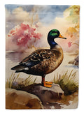 Mallard Duck Standing Lakeside House Flag 28x40 Porch Sleeve Pole Decorative Outside Yard Banner Artwork Wall Hanging, Polyester