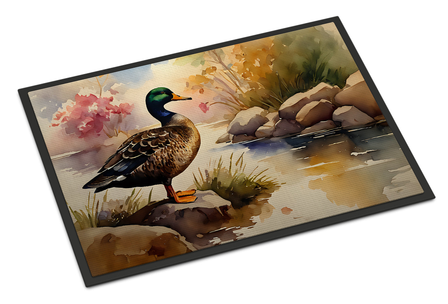 Mallard Duck Standing Lakeside Doormat Indoor Outdoor 18H X 27W Front Door Mat Rugs for Entryway, Non Slip Washable