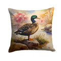 Mallard Duck Standing Lakeside Decorative Throw Pillow 18x18 Indoor Outdoor Accent Cushion, Fabric Cover with Insert for Sofa, Bed, Porch & Living Room