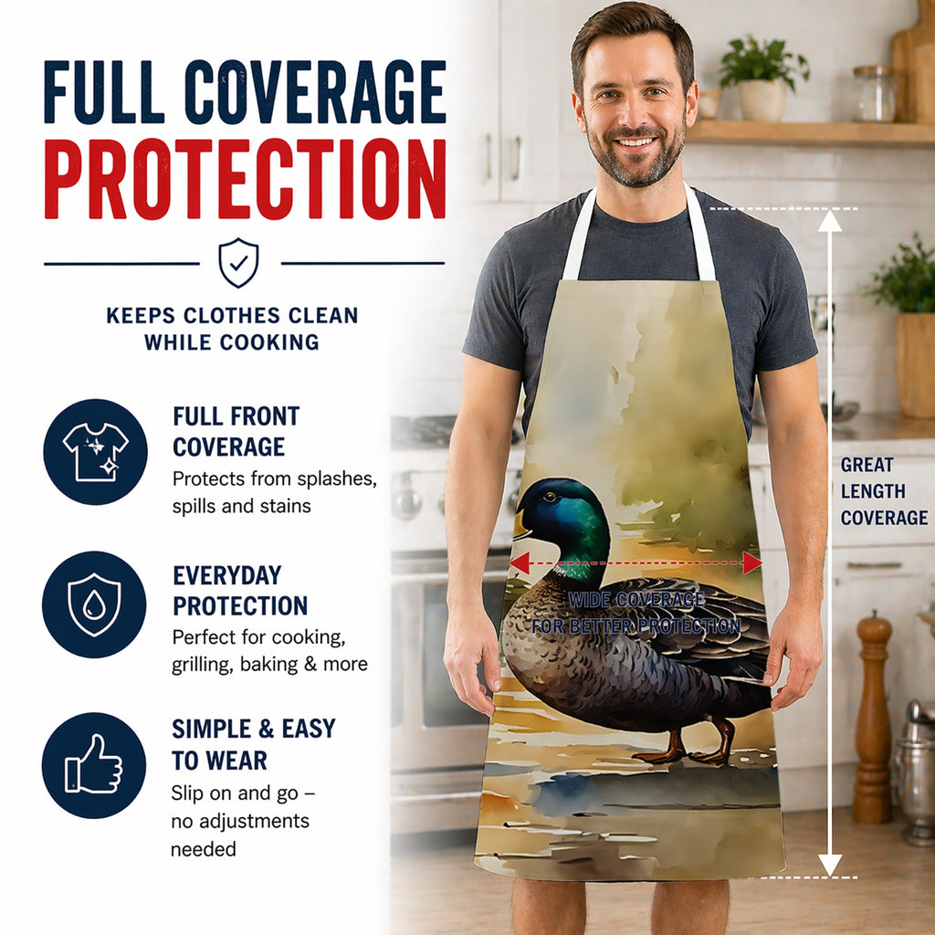 Mallard Duck Shoreline Apron Cooking Kitchen Server Baking Crafts Gardening for Adult Women Men, Unisex, Large, Multicolor