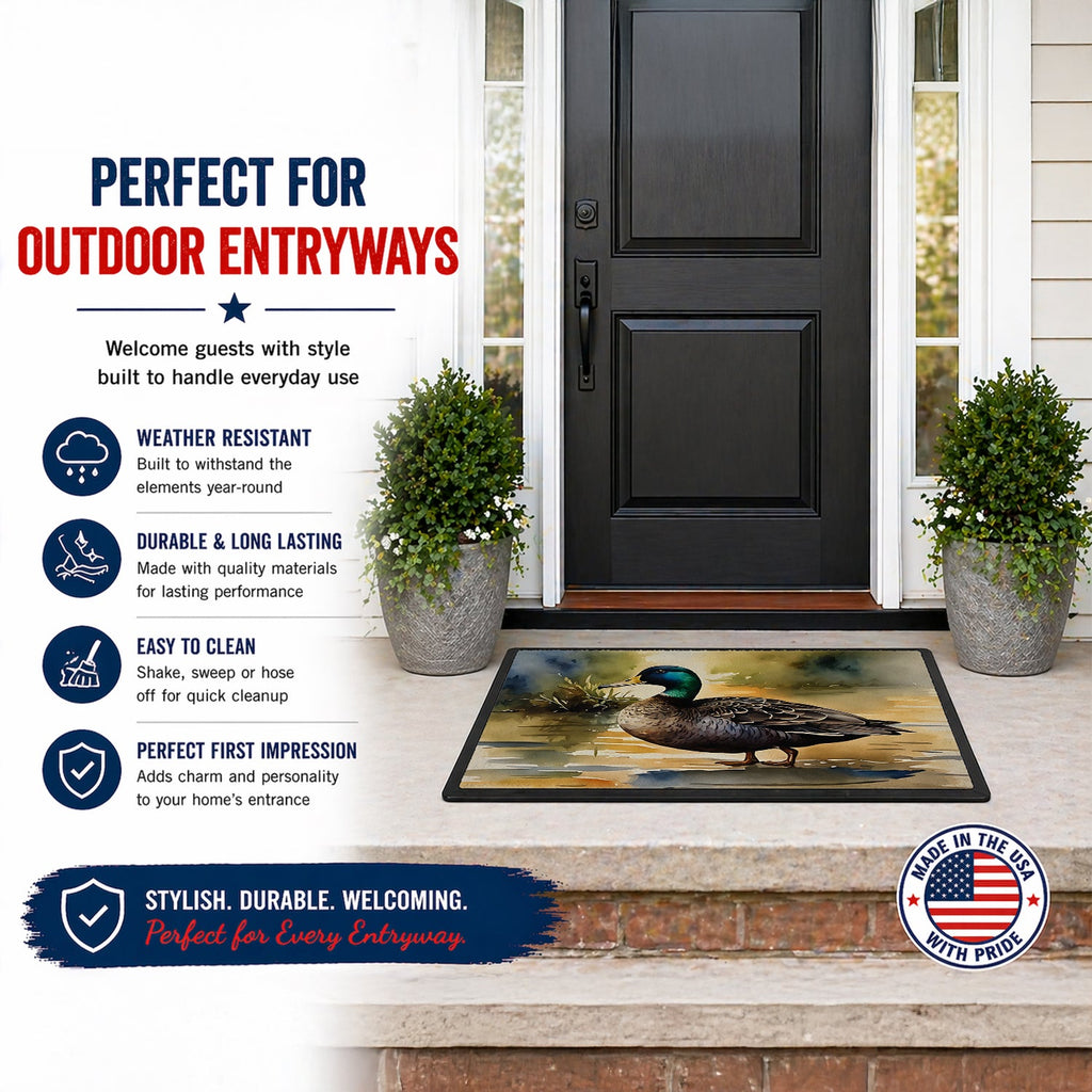 Mallard Duck Shoreline Doormat Indoor Outdoor 18H X 27W Front Door Mat Rugs for Entryway, Non Slip Washable