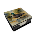 Mallard Duck Shoreline PU Leather Note Paper Holder with Artist-Designed Cover, Desk Accessory, Office Gift