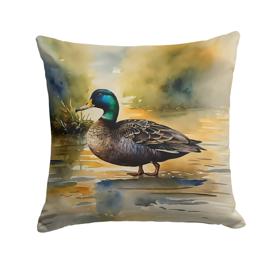 Mallard Duck Shoreline Decorative Throw Pillow 18x18 Indoor Outdoor Accent Cushion, Fabric Cover with Insert for Sofa, Bed, Porch & Living Room