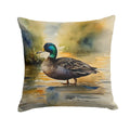 Mallard Duck Shoreline Decorative Throw Pillow 18x18 Indoor Outdoor Accent Cushion, Fabric Cover with Insert for Sofa, Bed, Porch & Living Room