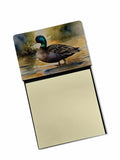 Mallard Duck Shoreline Watercolor Sticky Note Holder Refillable Dispenser Desk Accessory 3x3 Pad Gift