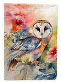 Barn Owl with Flowers House Flag 28x40 Porch Sleeve Pole Decorative Outside Yard Banner Artwork Wall Hanging, Polyester