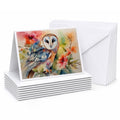 Barn Owl with Flowers Greeting Cards Pack of 8 Blank Cards with Envelopes Whimsical A7 Size 5x7