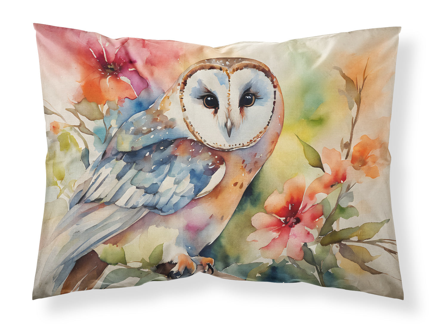 Barn Owl with Flowers Standard Pillowcase Lightweight Super Soft Easy Care Decorative Artwork Pillowcase, Standard