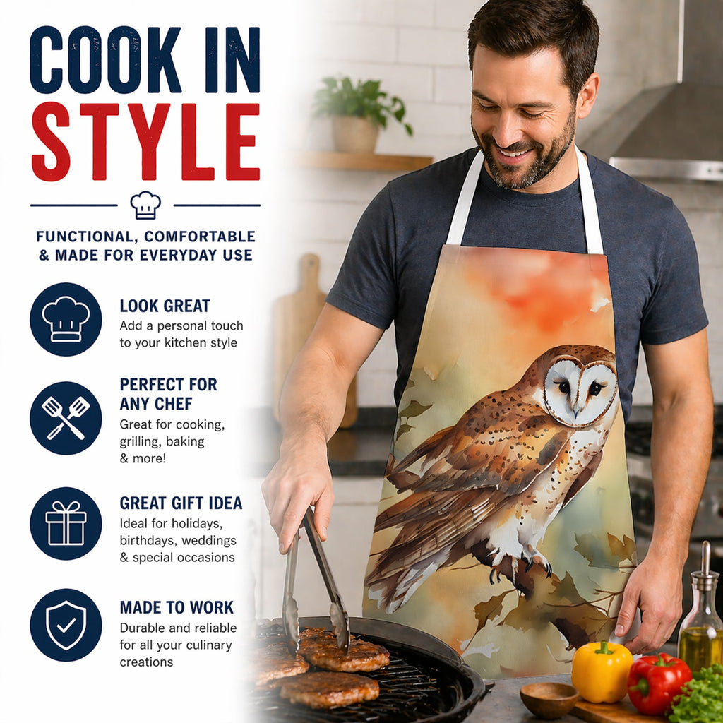 Perched Owl Woodland Wildlife Apron Cooking Kitchen Server Baking Crafts Gardening for Adult Women Men, Unisex, Large, Multicolor