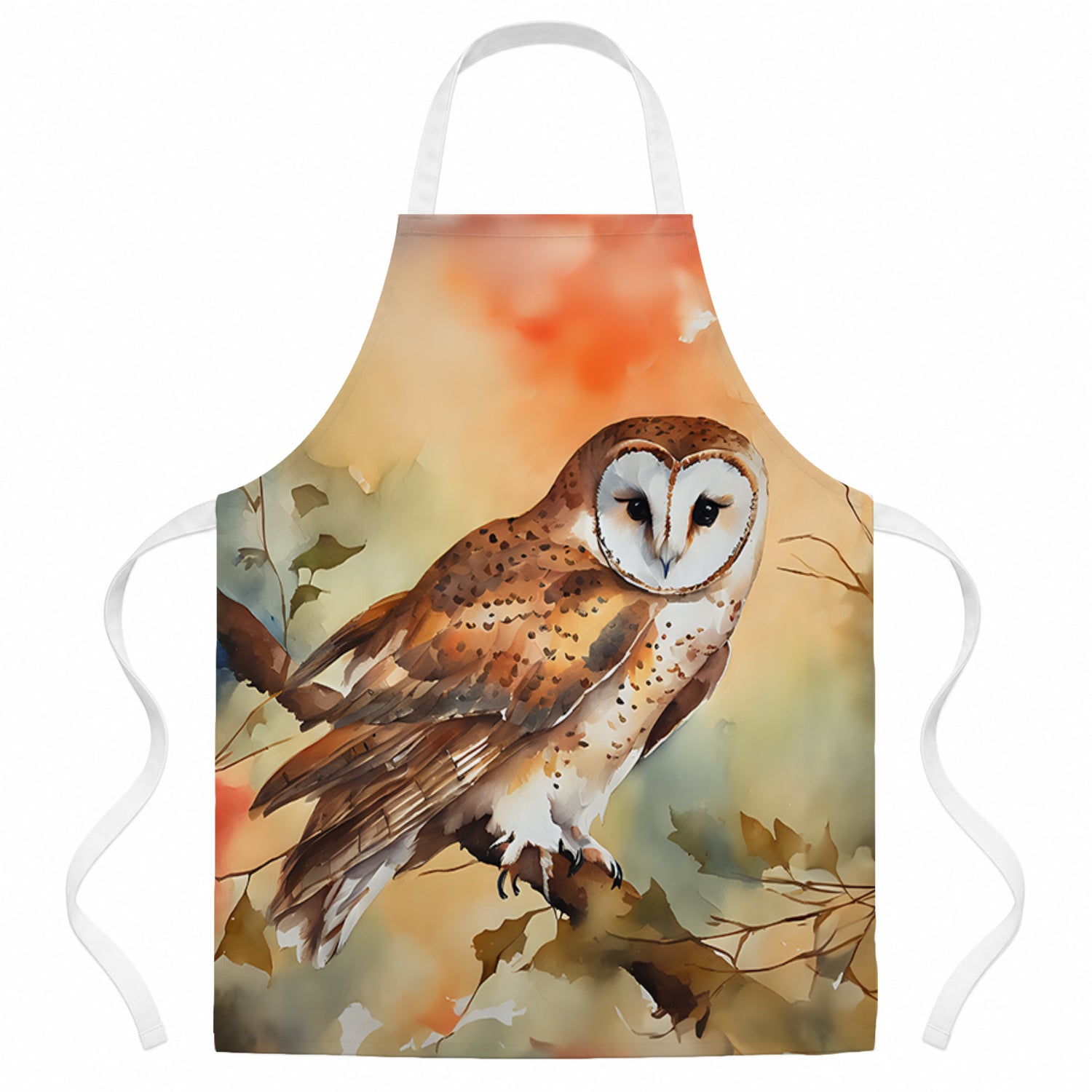 Perched Owl Woodland Wildlife Apron Cooking Kitchen Server Baking Crafts Gardening for Adult Women Men, Unisex, Large, Multicolor