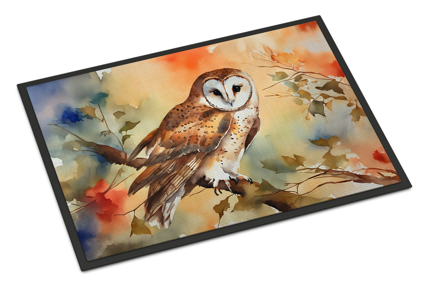 Perched Owl Woodland Wildlife Doormat Indoor Outdoor 24H X 36W Front Door Mat Rugs for Entryway, Non Slip Washable Low Pile,