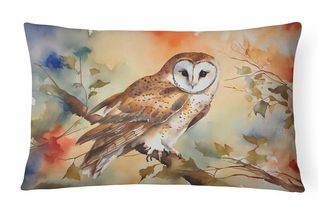Perched Owl Woodland Wildlife Decorative Throw Pillow 12x16 Indoor Outdoor Accent Cushion, Fabric Cover with Insert for Sofa, Bed, Porch & Living Room