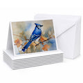 Blue Jay with Blossoms Spring Greeting Cards Pack of 8 Blank Cards with Envelopes Whimsical A7 Size 5x7