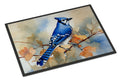 Blue Jay with Blossoms Spring Doormat Indoor Outdoor 18H X 27W Front Door Mat Rugs for Entryway, Non Slip Washable