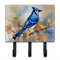 Blue Jay with Blossoms Spring Leash or Key Holder Wall Hooks, Coat Rack Wall Mount, for Hanging Keys, Towels, Aprons, Leashes