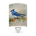 Blue Jay Wildlife Portrait Ceramic Night Light Compact, UL-Certified, Ideal for Bedroom, Bathroom, Nursery, Hallway, Kitchen, 6x4x3, Multicolor
