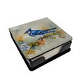 Blue Jay Wildlife Portrait PU Leather Note Paper Holder with Artist-Designed Cover, Desk Accessory, Office Gift