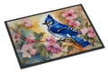 Blue Jay in Floral Doormat Indoor Outdoor 24H X 36W Front Door Mat Rugs for Entryway, Non Slip Washable Low Pile,