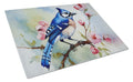 Blue Jay on Blossom Branch Cutting Board Tempered Glass Kitchen Cutting Surface, Heat Resistant Chopping, Non-Slip Feet, Food Prep & Serving