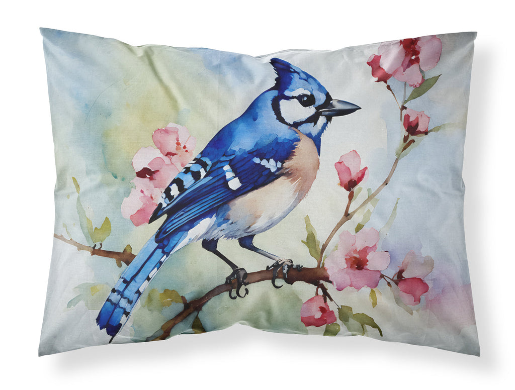 Blue Jay on Blossom Branch Standard Pillowcase Lightweight Super Soft Easy Care Decorative Artwork Pillowcase, Standard