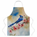 Blue Jay Spring Garden Scene Apron Cooking Kitchen Server Baking Crafts Gardening for Adult Women Men, Unisex, Large, Multicolor