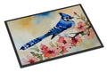 Blue Jay Spring Garden Scene Doormat Indoor Outdoor 18H X 27W Front Door Mat Rugs for Entryway, Non Slip Washable