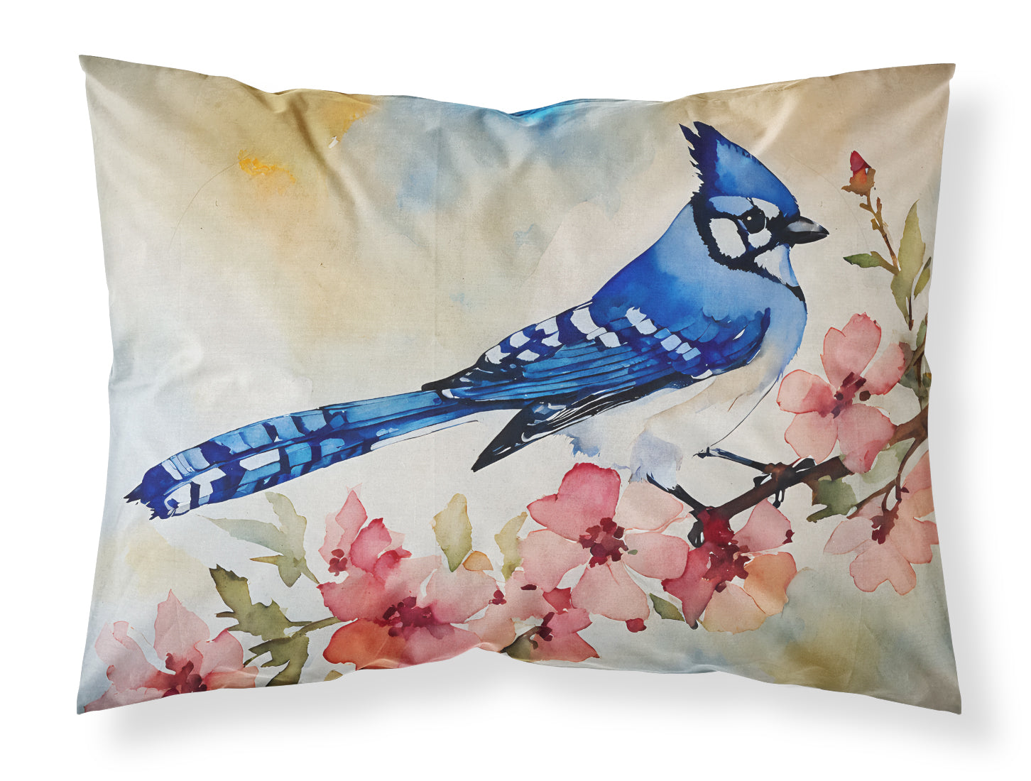 Blue Jay Spring Garden Scene Standard Pillowcase Lightweight Super Soft Easy Care Decorative Artwork Pillowcase, Standard