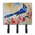 Blue Jay Spring Garden Scene Leash or Key Holder Wall Hooks, Coat Rack Wall Mount, for Hanging Keys, Towels, Aprons, Leashes