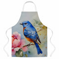 Bluebird with Flower Bloom Apron Cooking Kitchen Server Baking Crafts Gardening for Adult Women Men, Unisex, Large, Multicolor