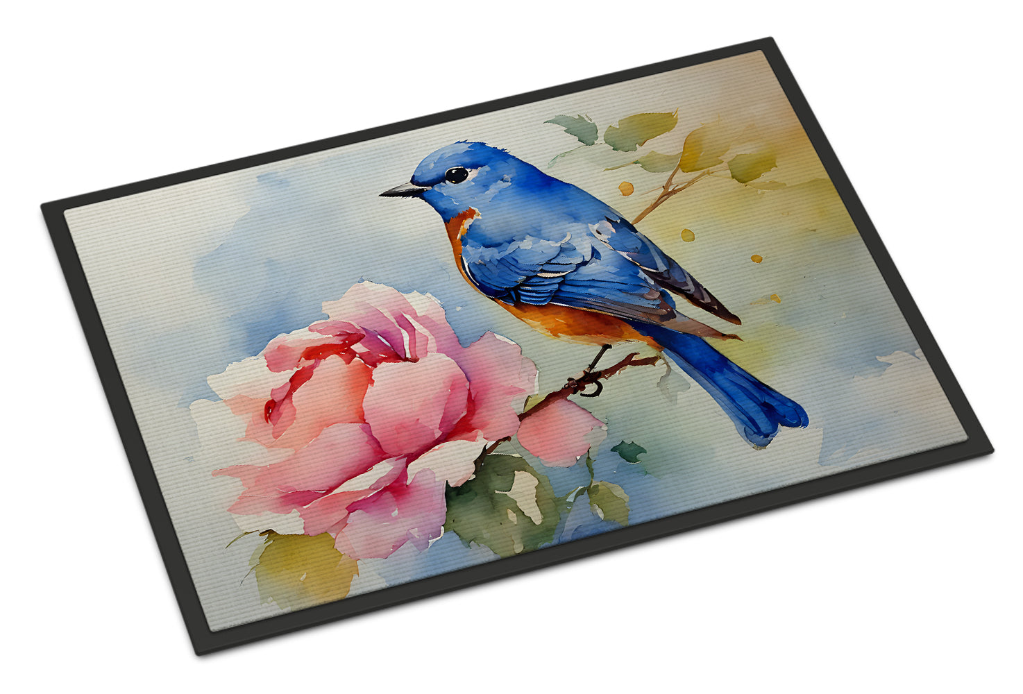 Bluebird with Flower Bloom Doormat Indoor Outdoor 24H X 36W Front Door Mat Rugs for Entryway, Non Slip Washable Low Pile,