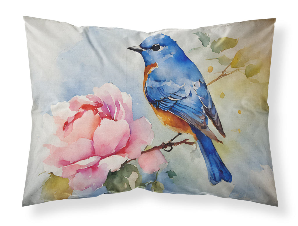 Bluebird with Flower Bloom Standard Pillowcase Lightweight Super Soft Easy Care Decorative Artwork Pillowcase, Standard