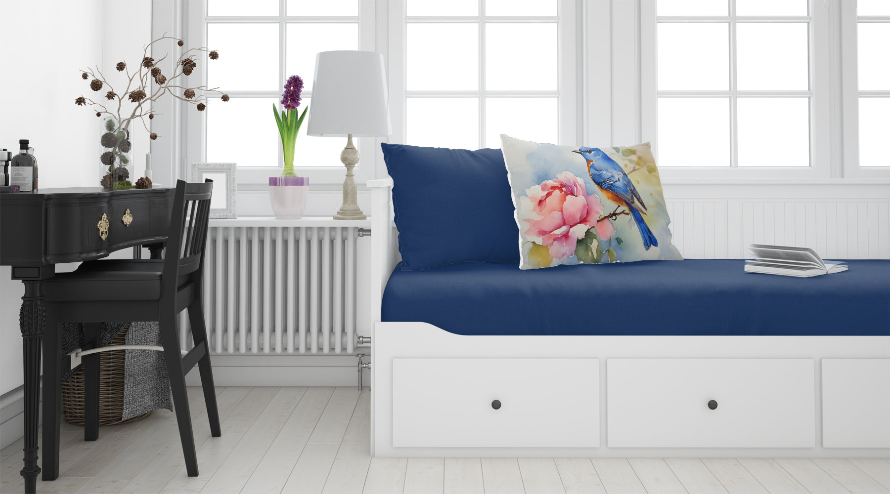 Bluebird with Flower Bloom Standard Pillowcase Lightweight Super Soft Easy Care Decorative Artwork Pillowcase, Standard