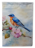 Bluebird on Blossom Branch House Flag 28x40 Porch Sleeve Pole Decorative Outside Yard Banner Artwork Wall Hanging, Polyester