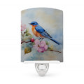 Bluebird on Blossom Branch Ceramic Night Light Compact, UL-Certified, Ideal for Bedroom, Bathroom, Nursery, Hallway, Kitchen, 6x4x3, Multicolor