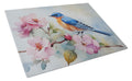 Bluebird on Blossom Branch Cutting Board Tempered Glass Kitchen Cutting Surface, Heat Resistant Chopping, Non-Slip Feet, Food Prep & Serving
