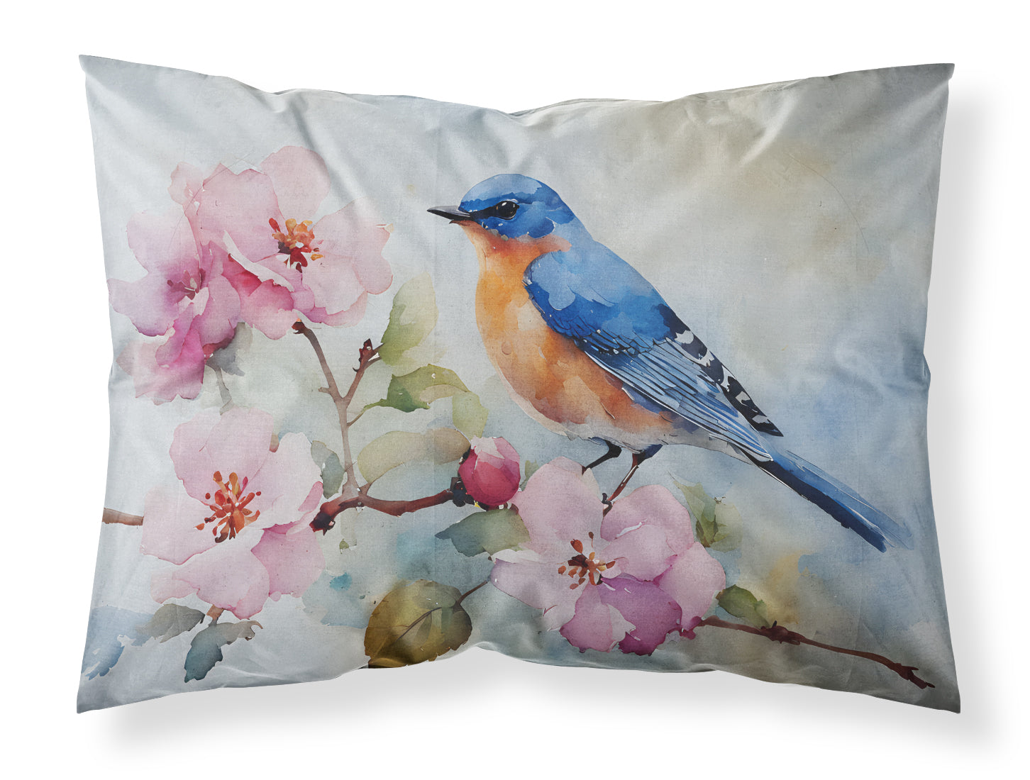 Bluebird on Blossom Branch Standard Pillowcase Lightweight Super Soft Easy Care Decorative Artwork Pillowcase, Standard