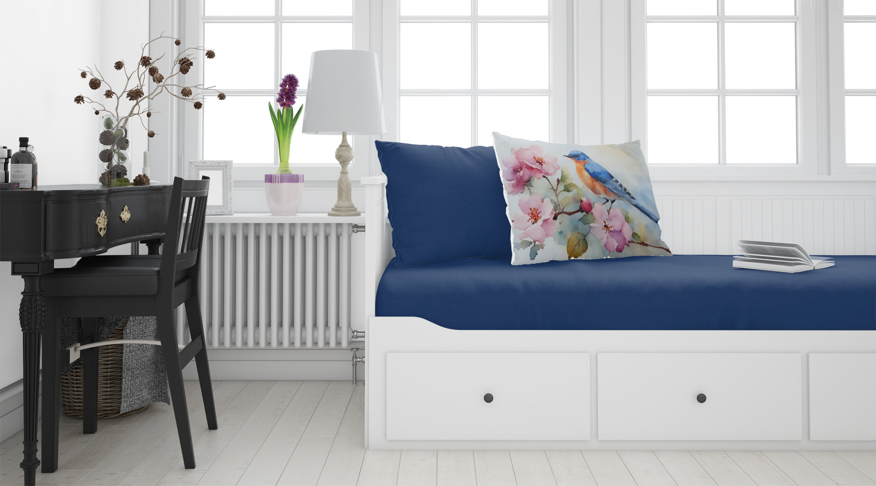 Bluebird on Blossom Branch Standard Pillowcase Lightweight Super Soft Easy Care Decorative Artwork Pillowcase, Standard
