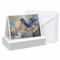 Eastern Bluebird on Blossom Branch Greeting Cards Pack of 8 Blank Cards with Envelopes Whimsical A7 Size 5x7